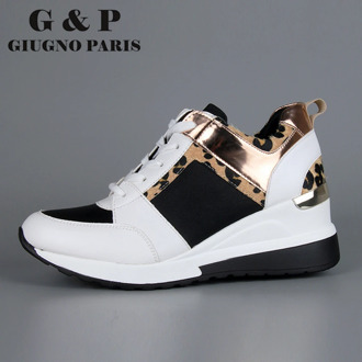 Woman wedge casual shoes new leopard sneakers fashion luxury brand shoes high quality with Leather Insole 60mm Platform