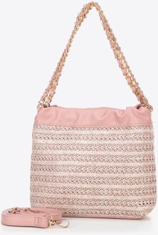Woman Woven Crossbody Bag met kettingen roze polypropyleen