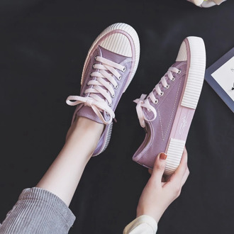 Women Canvas Shoes Chunky Sneakers 2020 Designers Fashion Woman Lace Up Black Casual Shoes Ladies Platform Flat Purple Sneaker