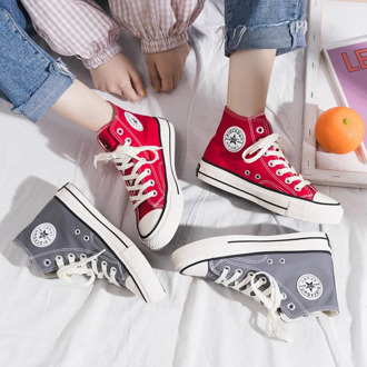 Women Canvas Shoes Classic Basic Stylish All Match Sneakers Chinese Red Gray Cloth Shoes Lady Vulcanized 35-40 Solid Color Flat