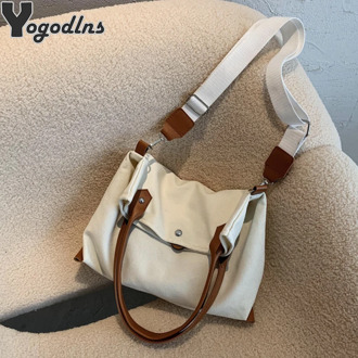 Women Canvas Shopping Bag Female Cloth Casual Shoulder Handbag Tote Reusable Grocery Shopper Bags Students Book Crossbody Bag