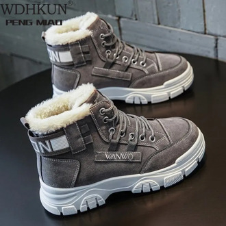 Women Casual Shoes 2019 PU Leather Fashion Women sneakers Shoes Flats Platform Warm Plush Women Shoes High Top Winter shoes