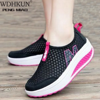 Women Casual Sneakers Shoes Sport Fashion Height Increasing Woman 2020 Breathable Air Mesh Swing Wedges Sneakers
