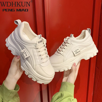 Women Chunky White Sneakers 2020 Fashion Women Platform Shoes Lace Up Vulcanize Shoes Womens Tenis Feminino Dad Shoes
