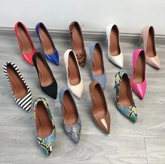 Women Classic Pumps Extreme High Heels 10cm Sexy Stilettos Ladies Pointed Toe Shoes Nude Red Blue Snake Beige Leopard Heels 2020