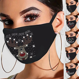 Women Fashion Face Mask With Rhinestone Elastic Reusable Washable Christmas Masks Face Bandana Face Decor Jewelry Party Gift