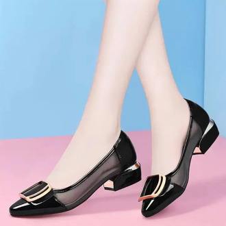 Women Fashion Mesh Transparent Breathable Slip on Shoes Lady Classic Black Office Comfort Shoes for Party Night Club G6052f
