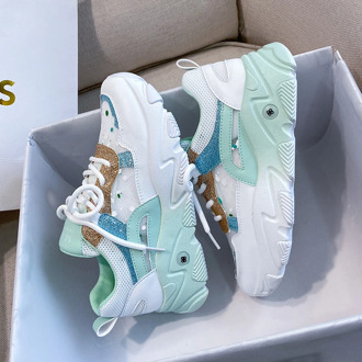 Women Fashion Sneakers Platform Lace Up Casual Shoes Woman Bling Designers Mesh Tennis Female Walking Trainers Chunky Sneaker