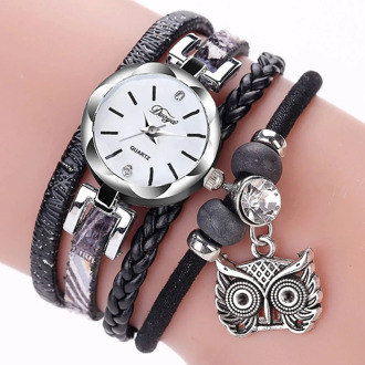 Women Fine Leather Vintage Band Winding Dress Watch Bracelet Dial Analog Quartz Watch Ladies Weave Wrap Wrist Watches Reloj Muje