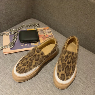 Women Flats Leopard Slip On Comfort Shoes Ladies Autumn Canvas Vulcanized Shoes Female Sneakers Fashion Casual Platform Shoes