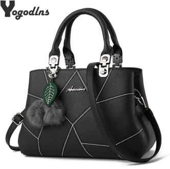Women Handbags Casual Large Capacity Crossbody Bag Hairball Ornaments TOP-handle Purse Tote Ladie leaves PU Shoulder Bags Bolso