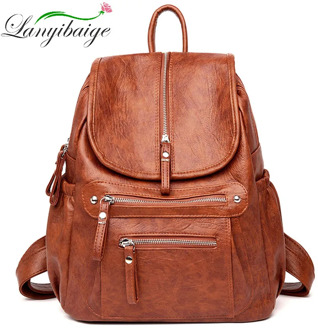 Women High quality leather Backpacks Vintage Female Shoulder Bag Sac a Dos Travel Ladies Bagpack Mochilas School Bags For Girls