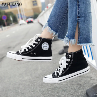 Women High-top Canvas Shoes Lovers Comfortable Sneakers Vulcanize Casual Chaussure Lace-up Ladies Trainers Footwear