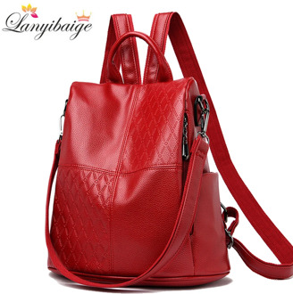 Women Leather Backpacks Fashion Female Multifunction Shoulder Bag Sac A Dos Travel Ladies Bagpack Mochilas School Bags for Girls