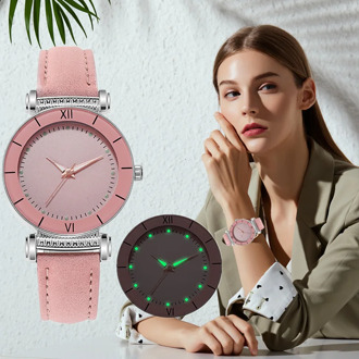 Women Luminous Dial Watch Luxury Female Quartz Watches Fashion Leather Strap Bracelet Casual Wristwatch Ladies Girls Clock