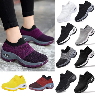 Women Men Outdoor Walking Running Shoes Mesh Breathable Soft Athletics Jogging Sneaker Air Cushion Gym Slip-On Sneaker 2020