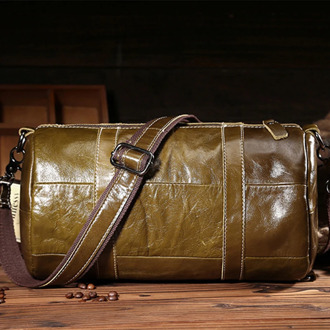 Women Oil Wax Genuine Leather Sling Messenger Shoulder Tote Briefcase Bags Vintage Men Business Casual Cross Body Handbag