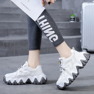 Women Platform Chunky Sneakers 5cm High Lace-up Casual Vulcanize Shoes Luxury Designer Old Dad Female Fashion Sneakers 2020