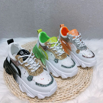 Women Platform Sneakers Fashion Chunky Old Dad Shoes Summer INS Ulzzang Brand Basket Female Orange Bling Casual Shoes Woman 2020