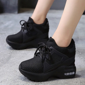 Women Platform Wedge Heels Casual Shoes Breathable Mesh High Heel Autumn Casual Shoes Height Increasing Woman Outdoor Shoes
