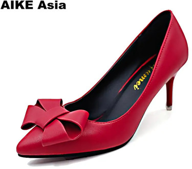 Women Pumps Fashion High Heels Femals Shoes Pumps Pointed Toes Sweet Butterfly-knot Zapatos Mujer Sexy Pumps Ladies Stiletto