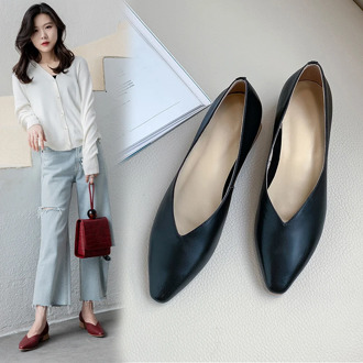 Women Pumps Genuine Leather 22-25 cm length Cowhide upper Spring and Autumn Simple Korean casual shoes Solid color pointed toe