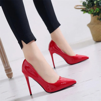 Women Pumps High Heels Black Patent Leather Pointed Toe Sexy Stiletto Shoes Woman Ladies Plus Big Size 11 12 13