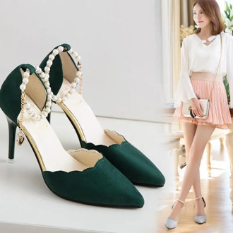 Women Pumps New Arrival Super Women Shoes High Heel Pointed Hollow Shallow Mouth Wedding Woman Lace Beaded