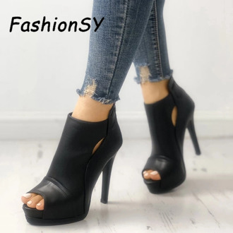 Women Pumps New Spring Fall Office Shoes Breathable Hollow Out Square Heel Boots Woman Platform high Heels Party Wedding Shoes