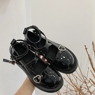 Women Pumps Round Toe Female Thick Heels Cross tied Buckle Strap Woman Lolita Cosplay Mary Jane Shoes 2021 Platform Ladies Shoes