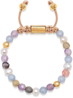 Women`s Beaded Bracelet with Aquamarine, Amethyst Lavender, Cherry Quartz, Pearls and Botswana Agate Nialaya , Multicolor , Dames - L,M,S,Xs