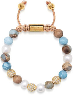 Women's Beaded Bracelet with Pearl, Larimar, Opal and Gold Nialaya , Multicolor , Dames - L,M,S,Xs