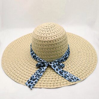 Women's Bow Leopard Print Sunscreen Foldable Beach Hat Sun Hat Sun Hat Women Leopard Print Big Straw Hat Sun Floppy Wide Hats Beige