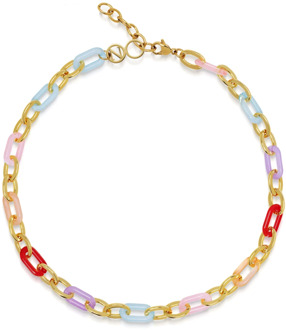Women's Cable Chain Choker with Colorful Links Nialaya , Multicolor , Dames - ONE Size