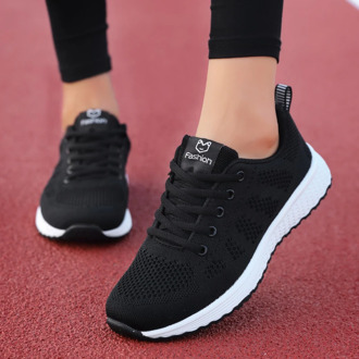 Women's casual shoes fashion breathable walking mesh laces flat shoes sneakers women 2020 Tennis Female Pink black white yui8