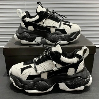 Women's Chunky Sneakers 2020 Fashion Women Platform Shoes Lace Up Leather Warm Vulcanize Shoes Women Female Trainers Dad Shoes