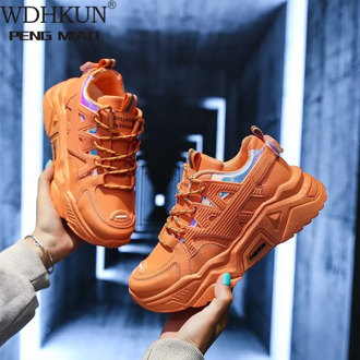 Women's Chunky Sneakers Thick Bottom Platform Vulcanize Shoes Fashion Breathable Casual Running Shoe for Woman Female 2020