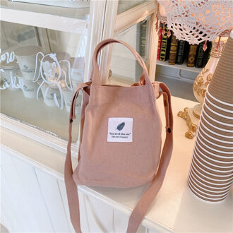 Women's Cute Canvas Shoulder Bag Female Small Cotton Handbag Totes Ladies Casual Vintage Purse Cloth Bucket Pouch For Girl Roze