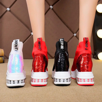 Women's high socks short boots comfortable breathable ladies vulcanized shoes lightweight platform sports shoes increased shoes