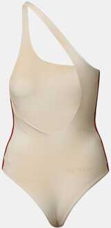 Women's Off White Gradient One Shoulder Swimsuit in Beige - maat
