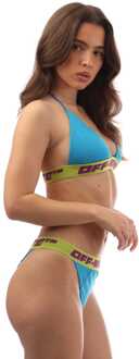 Women's Off White Logo Band Bikini in Blue Blauw