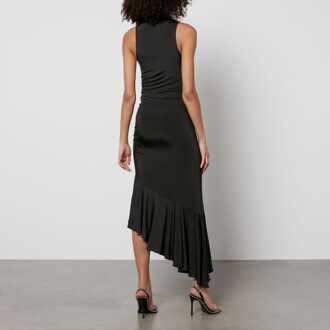 Women's ROTATE Birger Christensen Slinky Asymmetric Dress in Black Zwart - EU 40 / UK 12