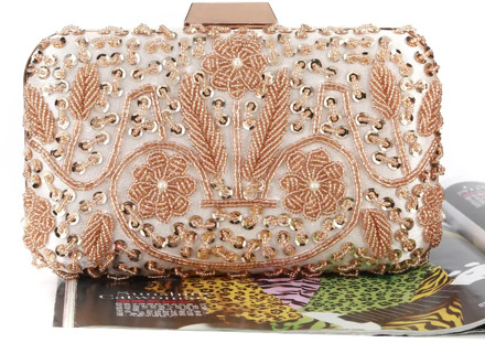 Women's Silver Clutch Evening Bag Party Shoulder Bag Elegant Flower Beaded Embroidery Wedding Bridal Purse ZD1927