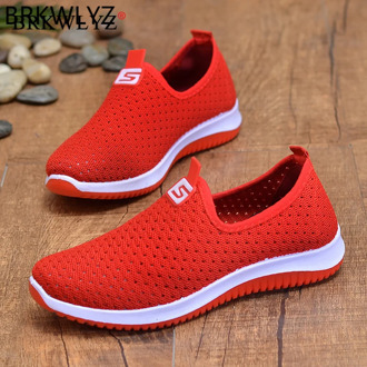 Women's Sneakers Breathable Mesh Wedges Summer Shoes For Women Walking Shallow Solid Non Slip Casual Shoes Girls Tennis Rubber