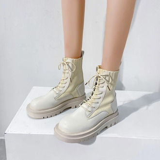 Women's Vulcanize Shoes Leather High Boots Low heels Autumn Shoes For Women's Genuine Leather Long tube boots with lace-up boots