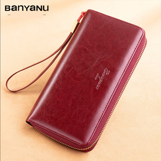 Women's Wallet Women's Long 2020 New Style Genuine Leather Large-Volume Wallet One-piece Zipper Handbag Mobile Phone-friendly