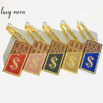 Women's Wedding Clutch Party Purse and Handbag Elegant Luxury Diamond Chocolate Shape Evening Bag Small Shoulder Bag ZD1943