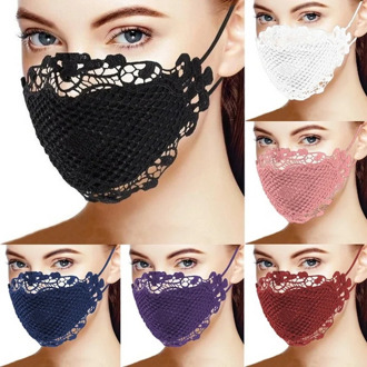Women Sexy Lace Mask Decoration Facemask Fashion Outdoor Cycling Face Cover Mask Sexy Mesh Party Show Mask 2020