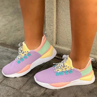 Women Shoes 2020 Candy Color Ladies Sneakers Lace Up Platform Casual Shoes Mesh Breathable Sports Shoes Ladies Autumn Shoes