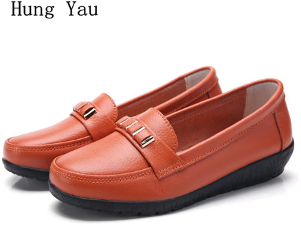 Women Shoes Flats Genuine Leather 2019 Summer Autumn Sandals Fashion Casual Woman Flat Work Slip On Walking Loafers Plus Size